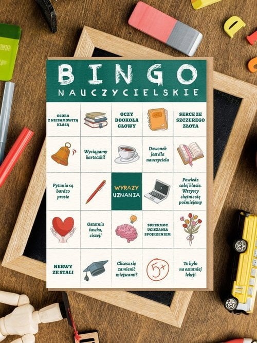 Karnet okolicznościowy dla nauczyciela Bingo