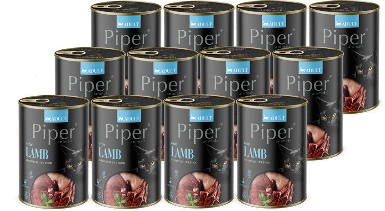 Mokra karma dla kota Piper Animals z jagnięciną zestaw 12 x 400 g