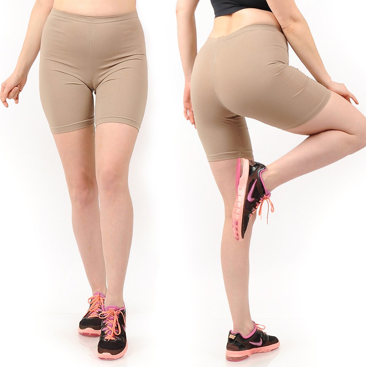 Legginsy damskie 1/2 Kolarki Krótkie Spodenki Beżowe XXL