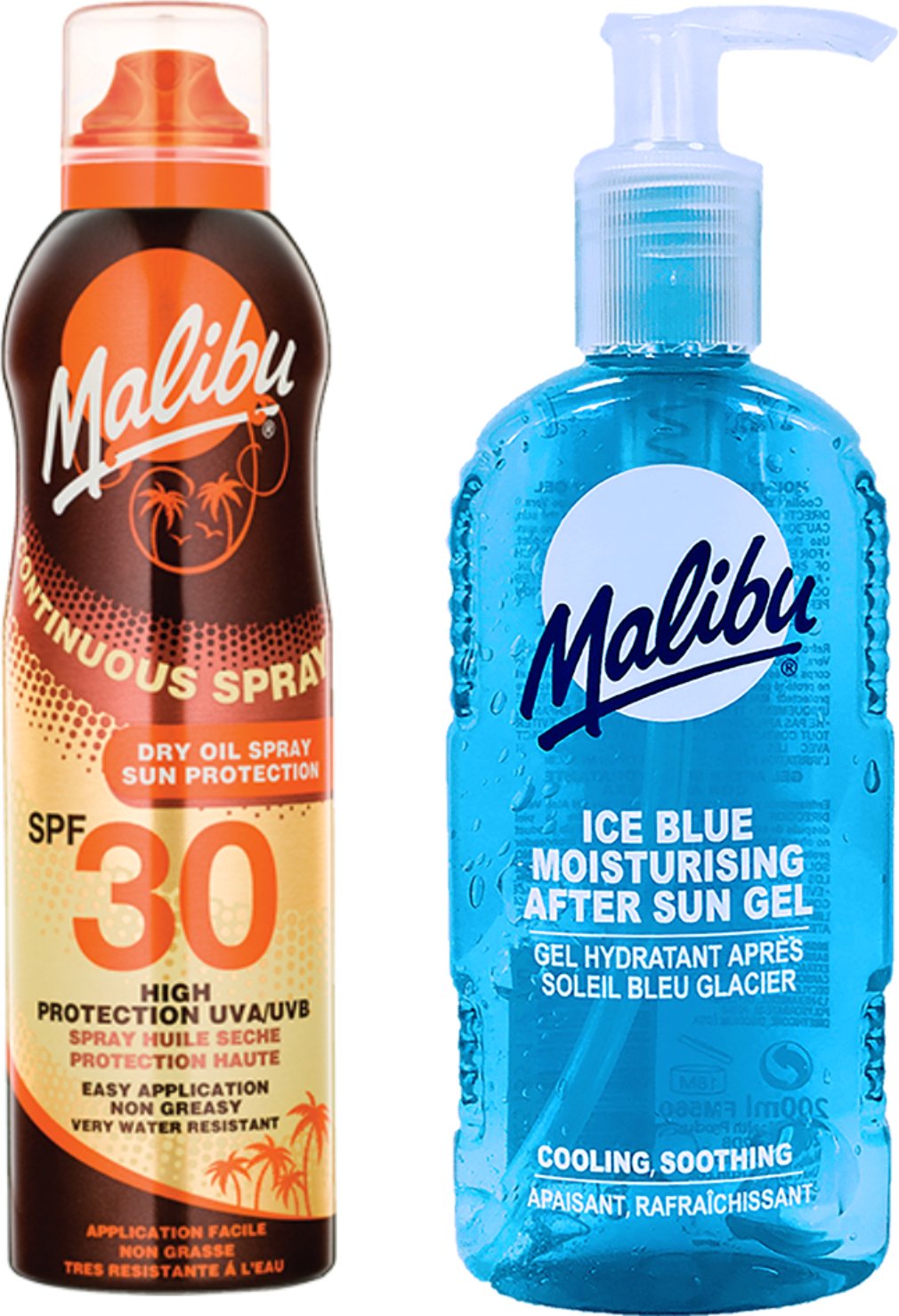 Malibu Balsam W Aerozolu SPF30 175ml + Żel Po Opalaniu 200ml
