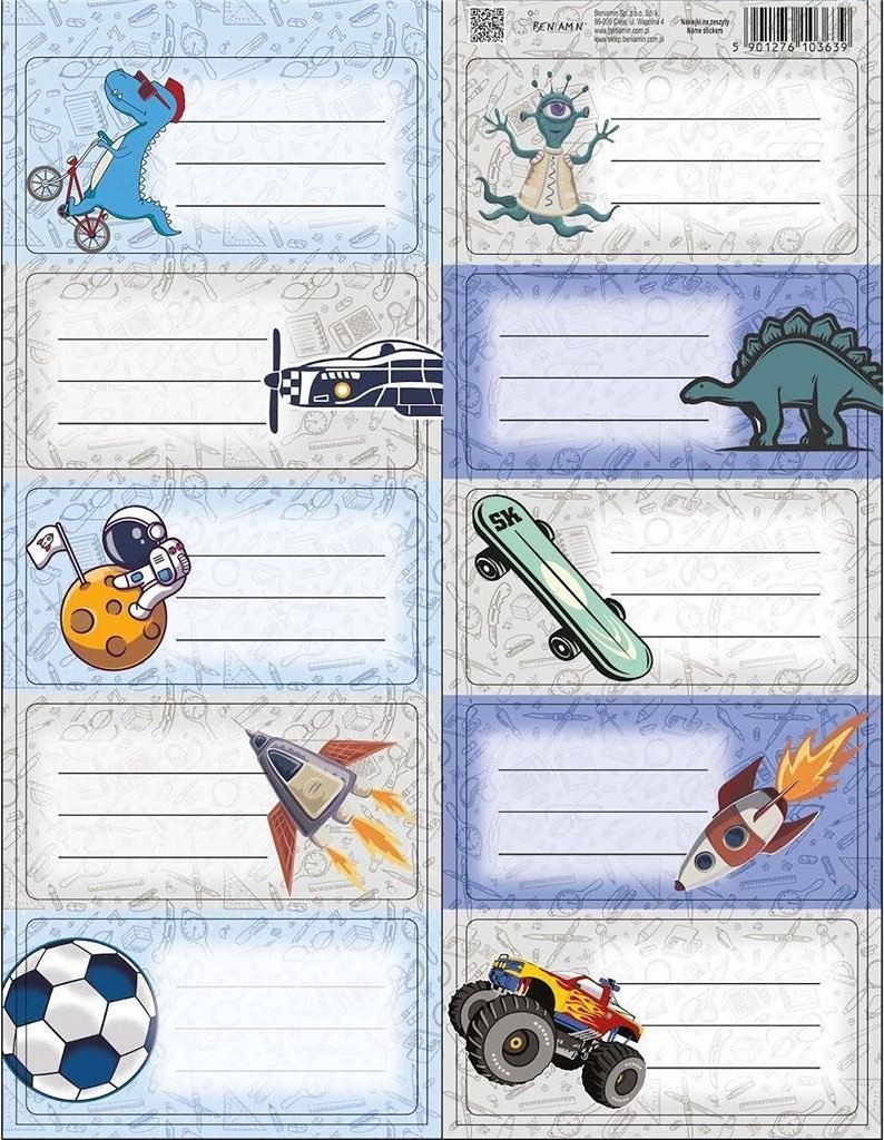 Naklejki na zeszyty No Name - Chłopiec