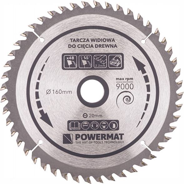 Powermat Tarcza widiowa do drewna Powermat (160 mm, 20 mm, 48 zęby)