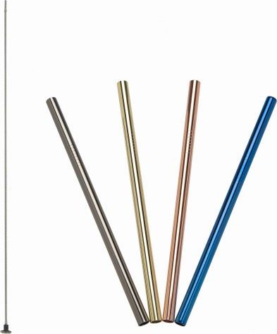 Lurch Stalowe słomki do napojów Lurch, 4 szt., kolorowe, 18 cm