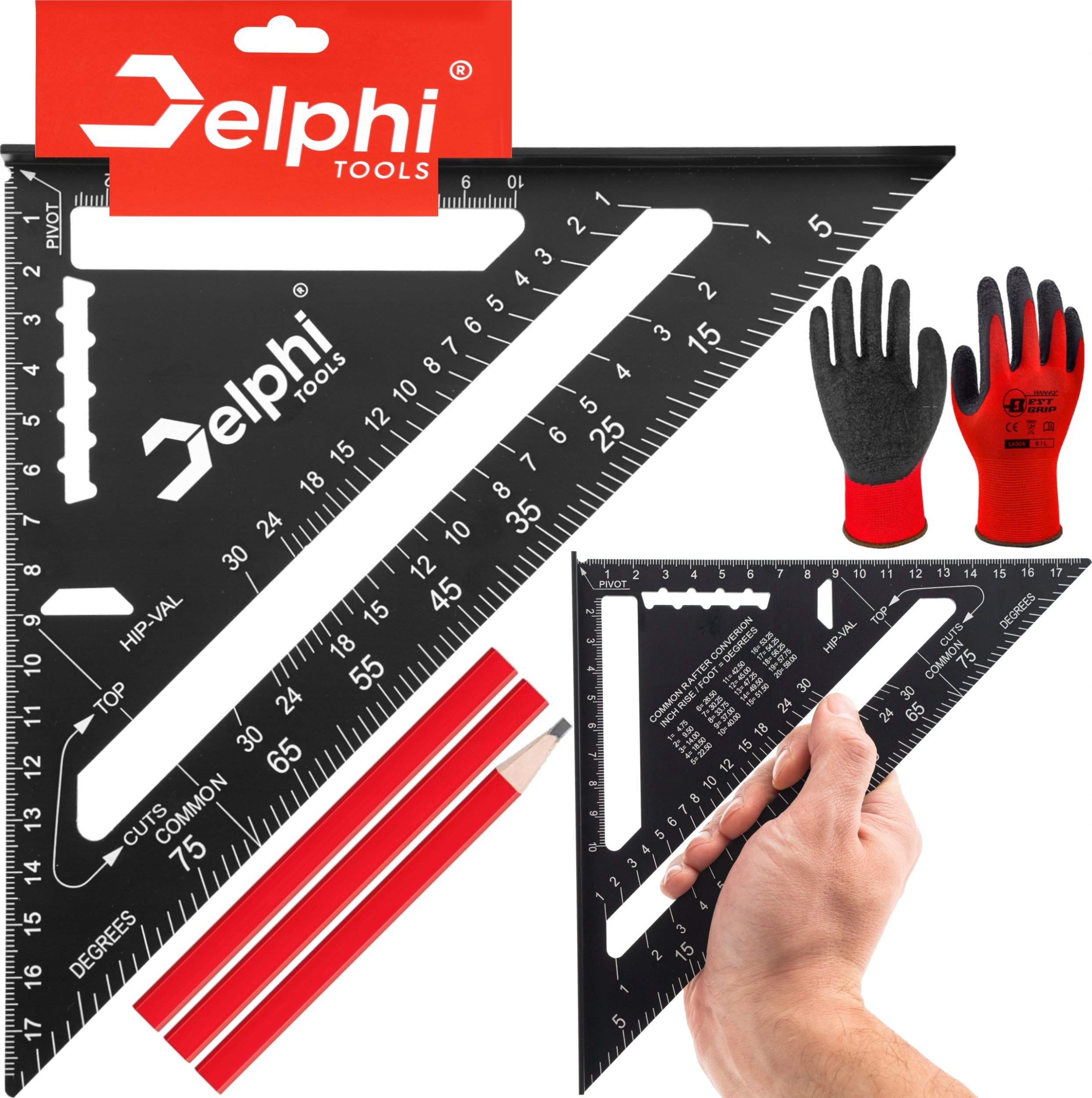 Falon-Tech KĄTOWNIK STOLARSKI CIESIELSKI ALUMINIOWY PRZYMIAR BUDOWLANY 180mm 18x18