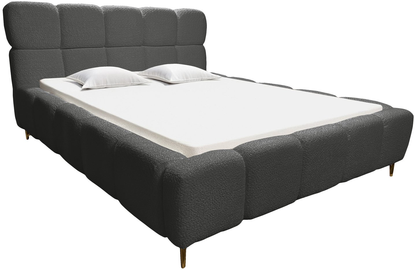 Lóżko tapicerowane Lux 120x200 z pojemnikiem na pościel bukla kolor ciemnoszary