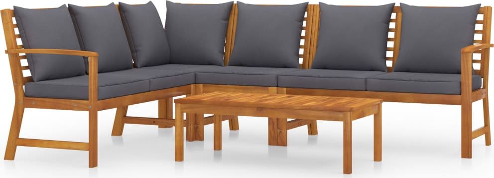 vidaXL 5-cz. zestaw wypoczynkowy do ogrodu, poduszki, drewno akacjowe (3057780)