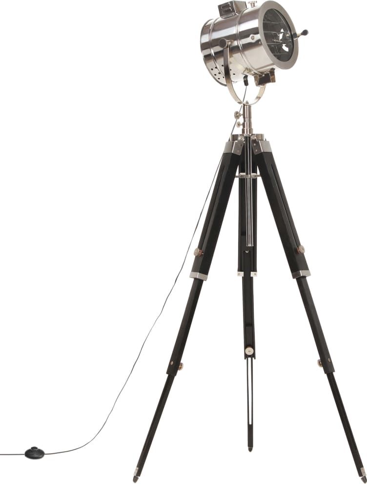 Lampa podłogowa Lumes Czarna retro lampa podłogowa z drewna mango - EX192-Savita