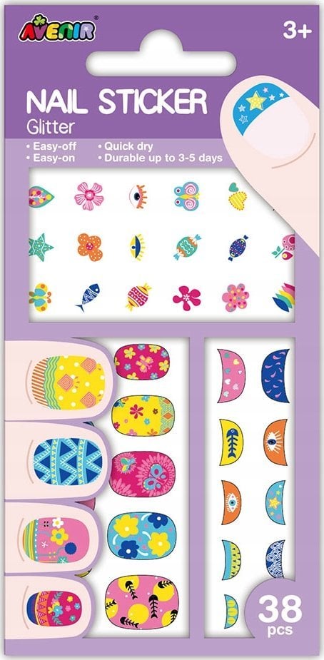 Avenir Naklejki na paznokcie - Kwiat brokat