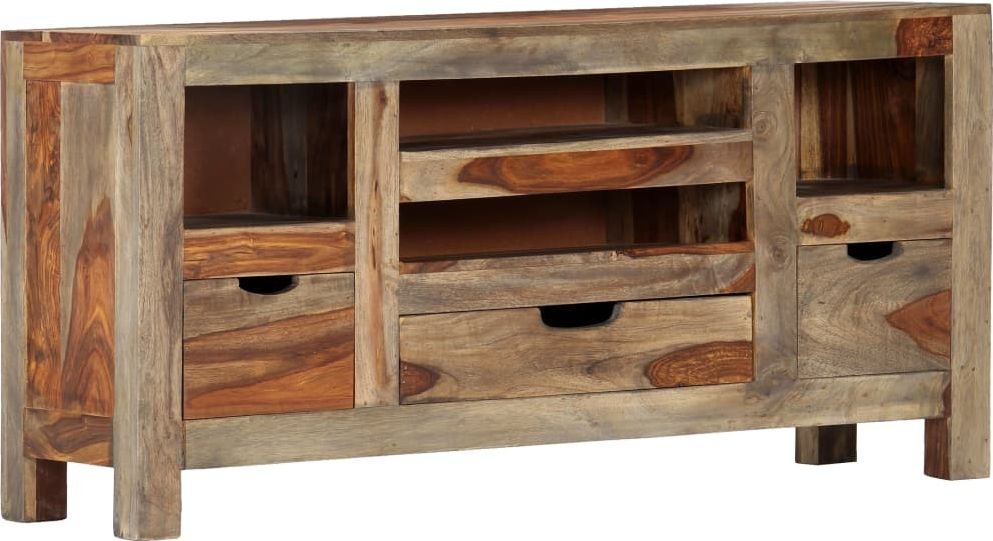 vidaXL Szafka, szara, 100x30x50 cm, z litego drewna sheesham