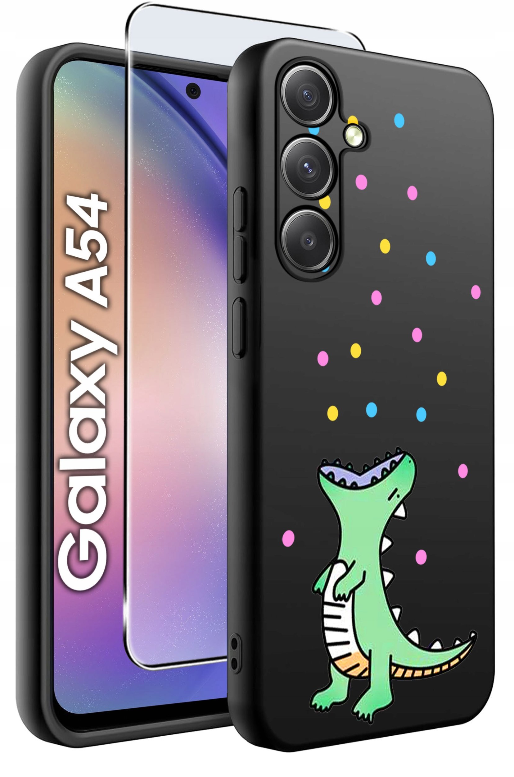 ETUI do Samsung A54 5G WZORY | SILIKONOWE MATT CASE + SZKŁO 9H