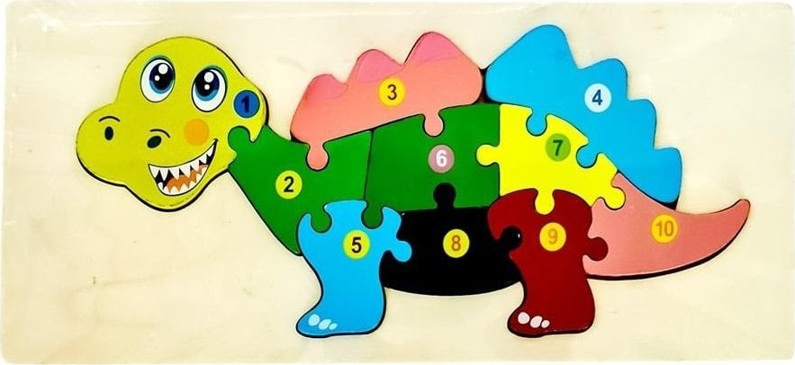 Puzzle drewniane kids z cyframi Dinozaur
