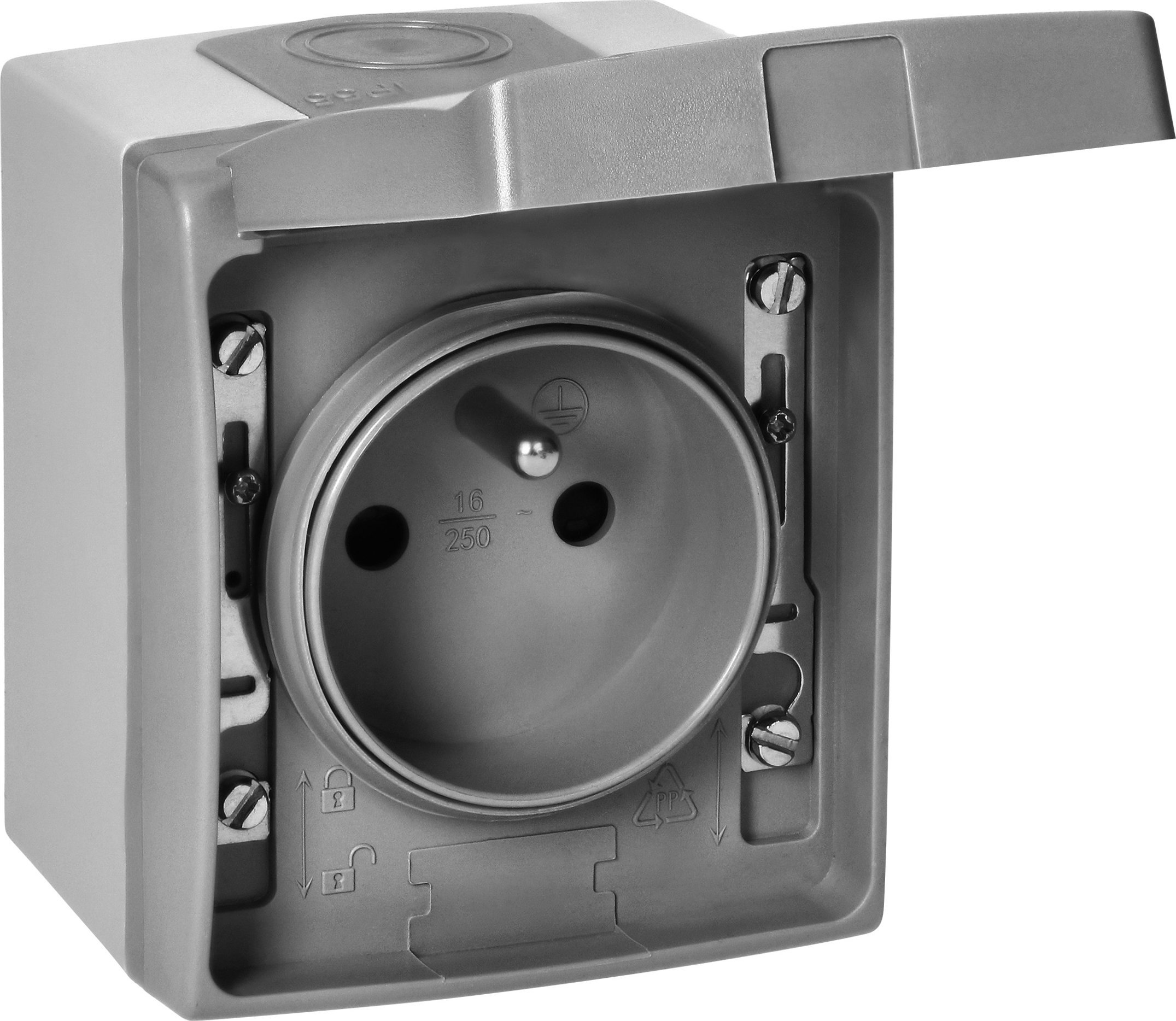 Orno Gniazdo pojedyńcze 2P+Z AQUATIC PRO IP 55 szaro-grafitowe