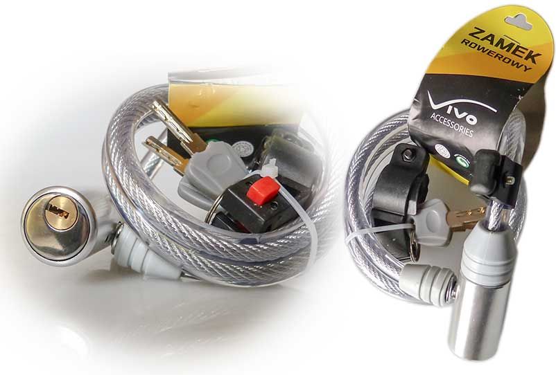 Vivo Zapięcie rowerowe LQ-304 12x1000 mm na klucz srebrne