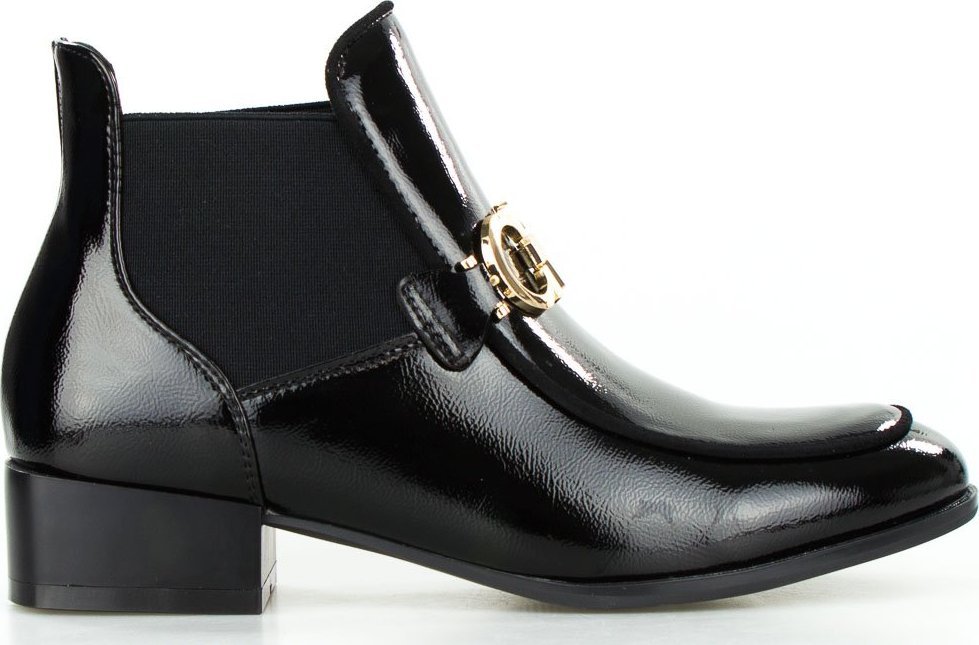 W. Potocki Sztyblety lakierowane ze złotą ozdobą czarne Potocki-38