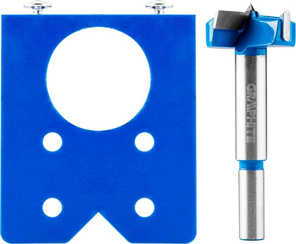 Wiertło Graphite Zestaw do montażu zawiasów (Zestaw do montażu zawiasów, szablon + wiertło 35 mm)