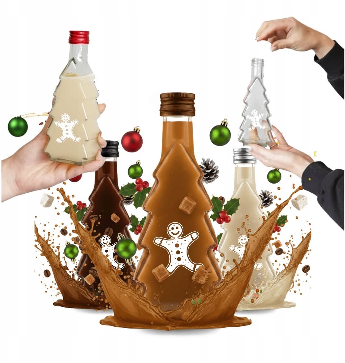 5x Butelki CHOINKA 250ml Z NADRUKIEM likier nalewki sok BUTELKI ŚWIĄTECZNE
