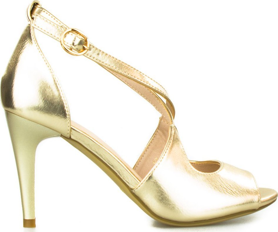 Sergio Leone Sandały na szpilce retro połyskujące złote Sergio Leone-39