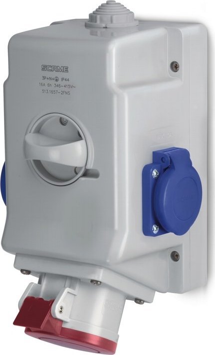 Scame Gniazdo natynkowe OPTIMA-COMBI 3P+N+E 32A + 230V z wyłącznikiem 0-1