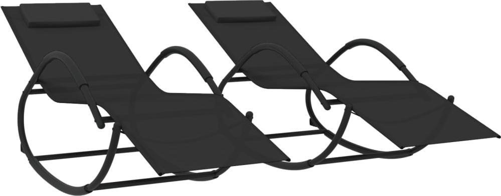 vidaXL vidaXL Bujane leżaki, 2 szt., czarne, stal i tkanina textilene