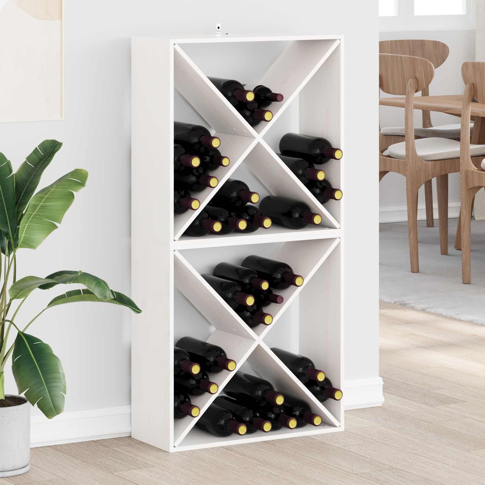 vidaXL Regał na wino 2 pcs Biały 62 x 25 x 62 cm Lekkie drewno sosnowe