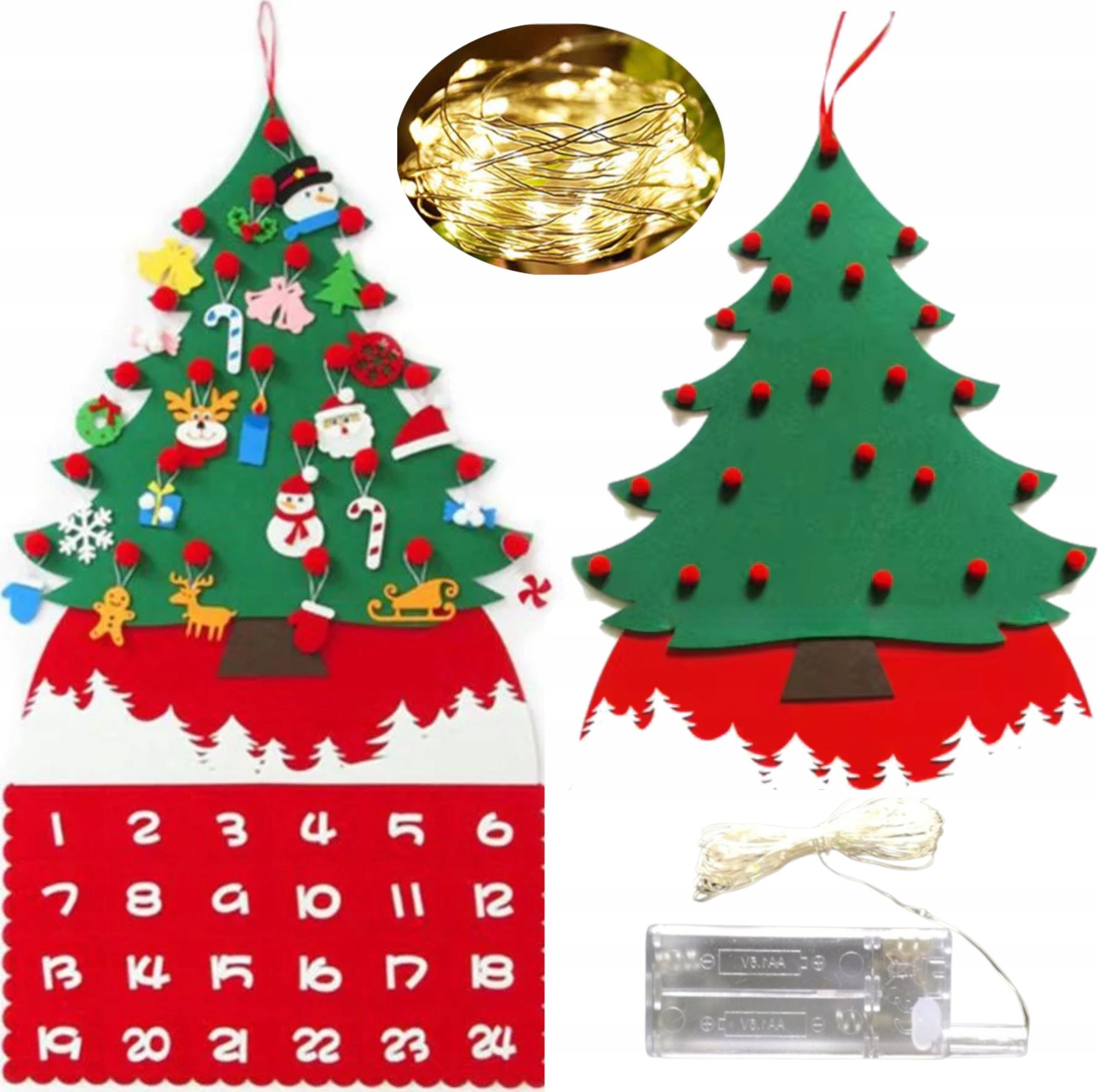 Choinka filcowa mata kalendarz adwentowy ozdoba dla dzieci E3M