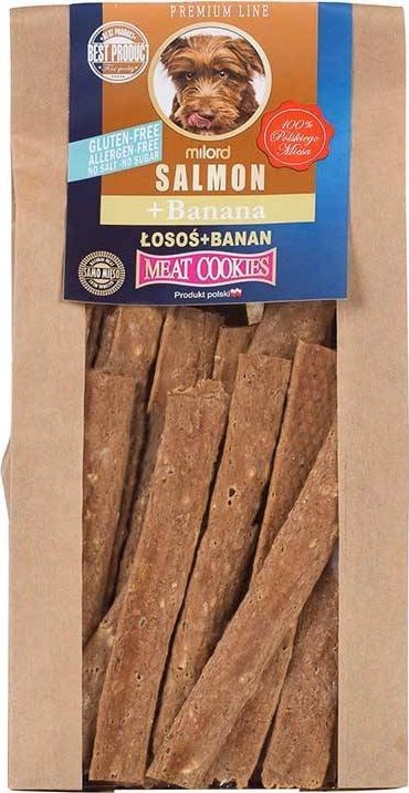 Naturalne ciastka Milord Meat Cookies łosoś i banan 80 g