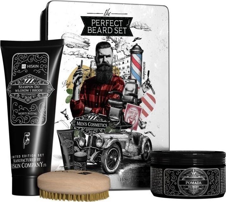 HiSkin HiSkin The Perfect Beard szczotka + pomada100g + szampon 200ml