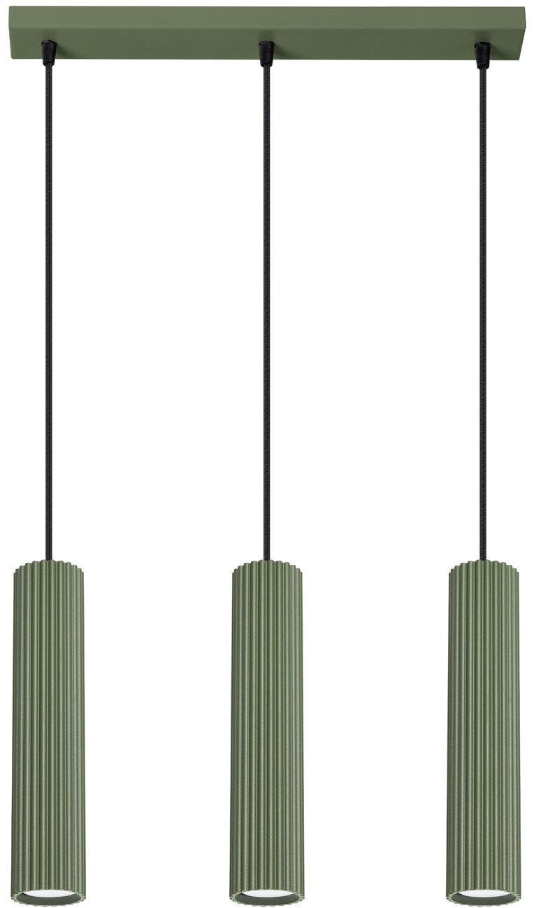 Lampa Wisząca Karbon 3L Zielona Oliwka Gu10 Max 10W Ledw Sollux Lighting
