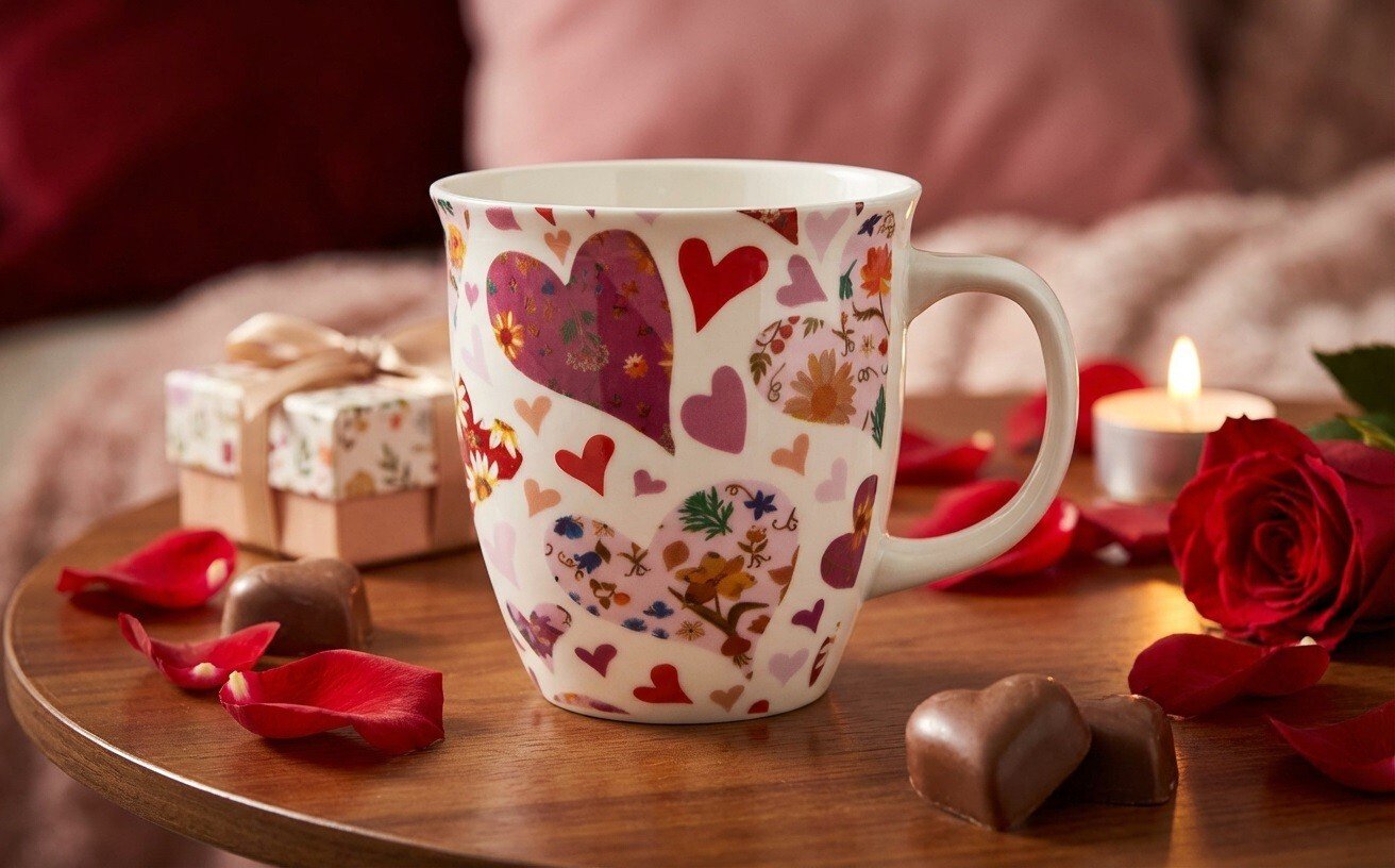 Kubek porcelanowy 650 ml Różowe Serca