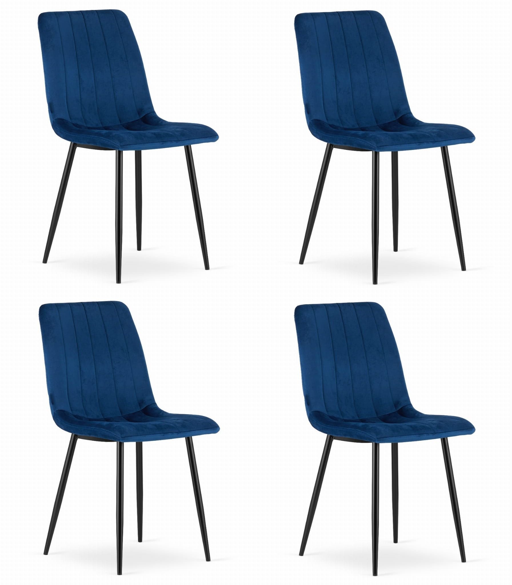 Krzesło tapicerowane LAVA granat aksamitne 4 szt. na czarnych nogach