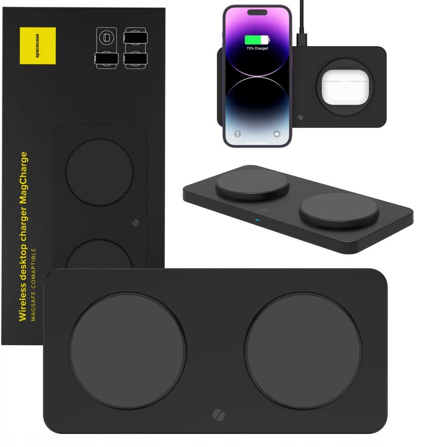 Ładowarka SpaceCase Ładowarka indukcyjna Wireless Dual Charger MagCharge WM3B black standard