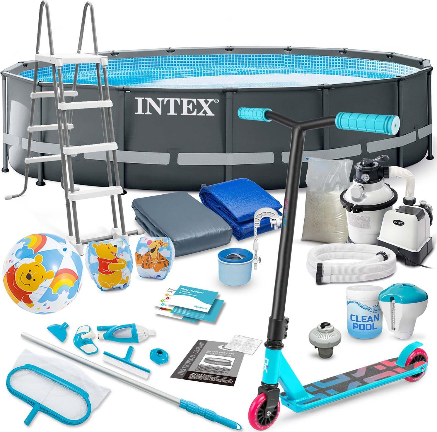 Intex Basen ogrodowy stelażowy 488 x 122 cm 20w1 INTEX 26326 + hulajnoga GRATIS