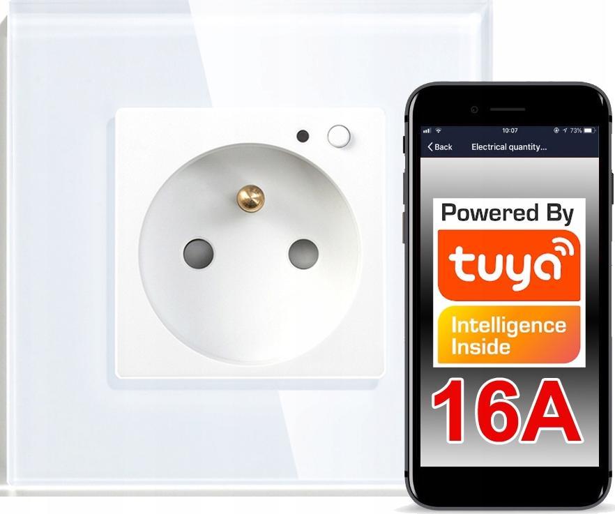 RTX Gniazdko ścienne szkło 16A WiFi TUYA RTX Pomiar En