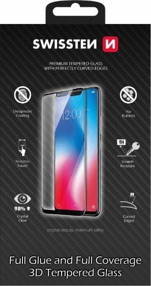 Swissten Ultra Durable Full Face / Full Glue Tempered Glass Premium 9H Screen Protector Samsung 405 Galaxy A40 Black