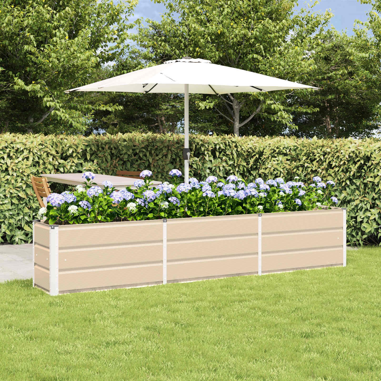 vidaXL Donica Kość słoniowa 240 x 40 x 45 cm Stal