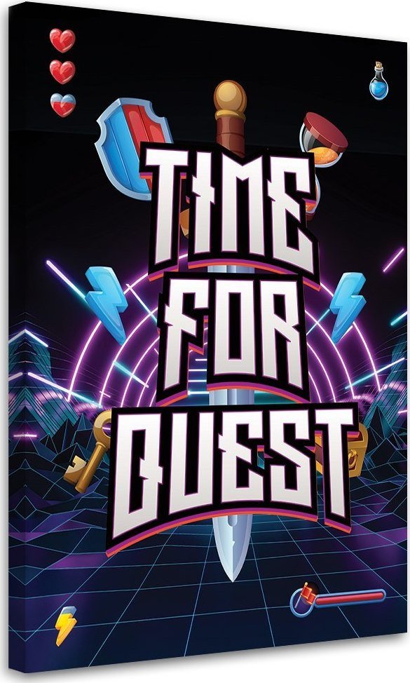 Feeby Obraz na płótnie, Napis Time for quest dla graczy - 80x120