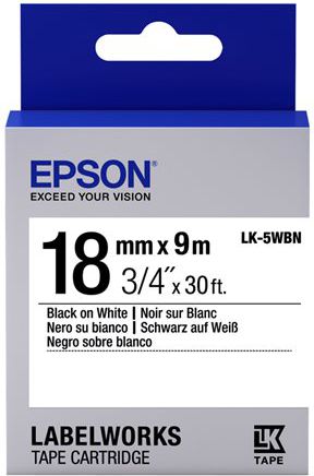 Epson Taśma LK5WBN, czarny na białym, 18mm, 9m (C53S655006)