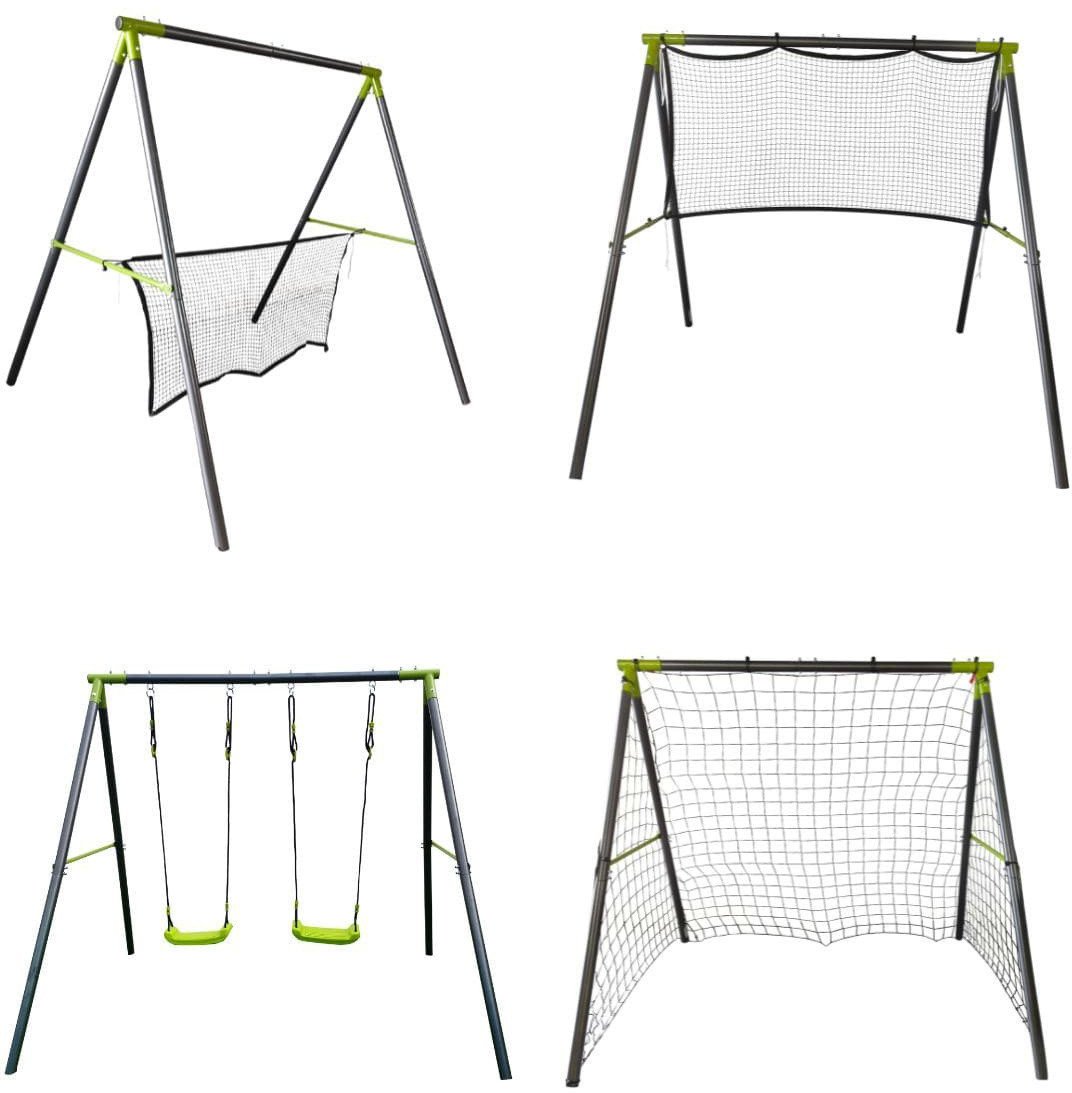 Plac zabaw do ogrodu Deluxe Multisport 5w1 huśtawka, bramka, siatkówka