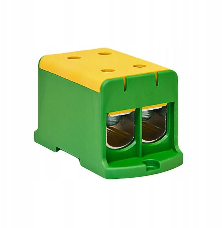 48.226 Blok rozdzielczy-odgałęźny 2x1-biegun AL/CU 35-240mm2 żółto-zielony montaż płaski i na szynę TH WLZ35/2x240/z 48.226