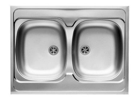 Zlewozmywak Pyramis 2-komorowy INTL bez ociekacza 80x60cm stal len 100117801