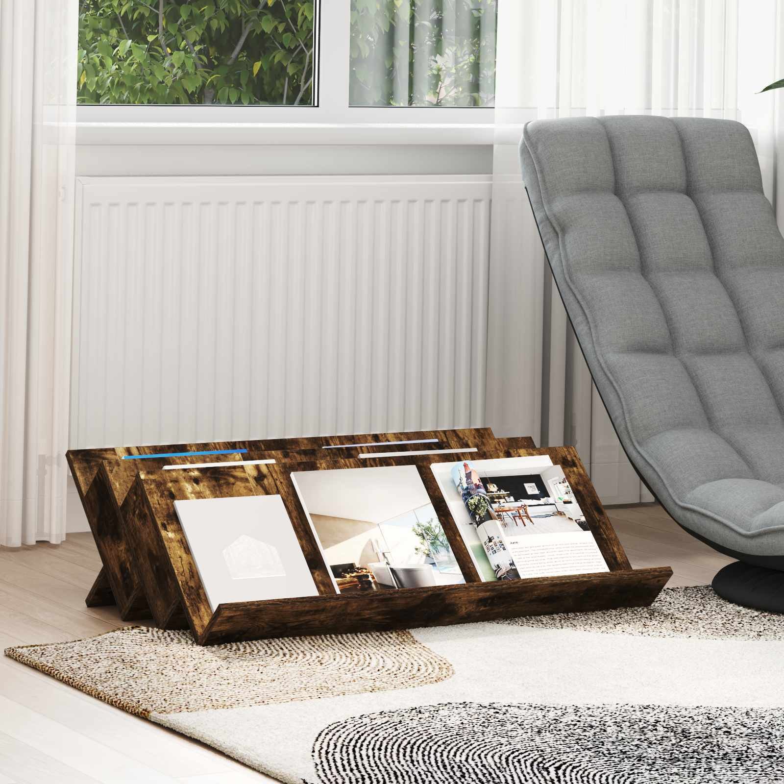 vidaXL Szafka boczna z półką w kolorze wędzonego dębu, 90 x 57,5 x 42 cm