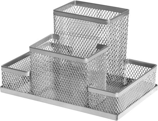 Forofis Przybornik na biurko 153x103x100mm FOROFIS 91311 srebrny metalowy