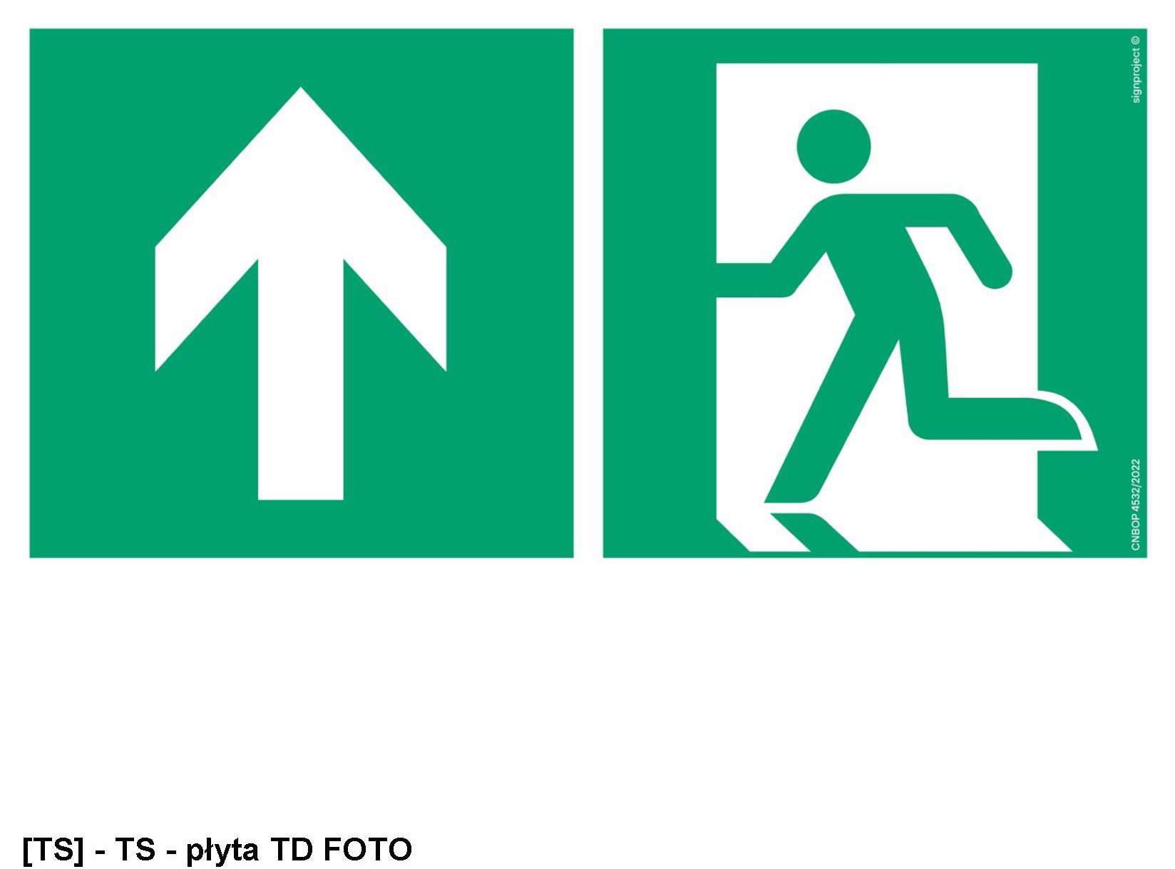 AE090 - Kierunek do wyjścia drogi ewakuacyjnej schodami w górę lewostronny 1000x500