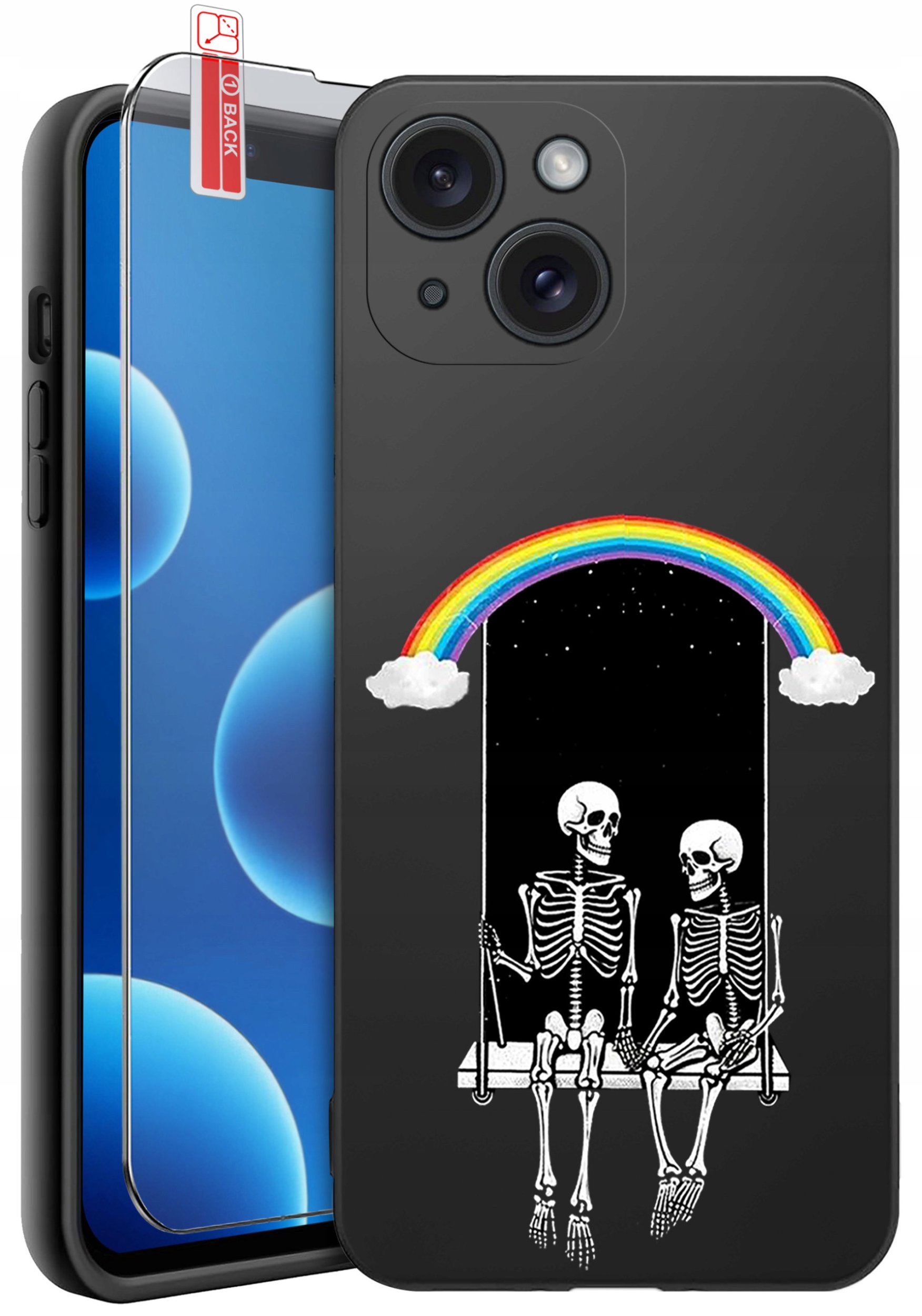 ETUI do iPhone 13 | 14 | WZORY | SILIKONOWE MATT CASE + SZKŁO 9H