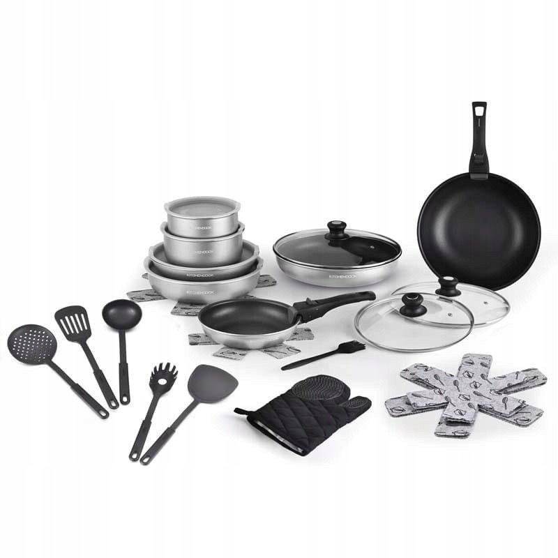 Zestaw garnków aluminium z akcesoriami 30 el Kitchencook FLEX30