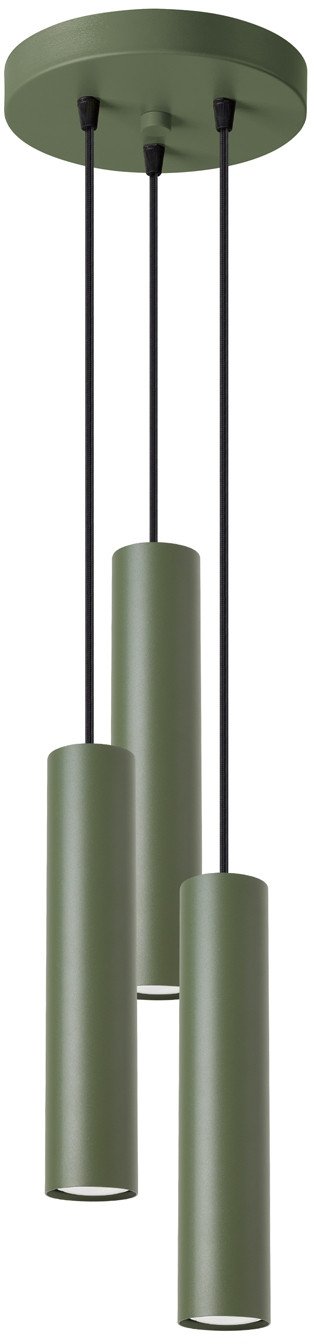 Lampa Wisząca Lagos 3P Zielona Oliwka Gu10 Max 10W Ledw Sollux Lighting