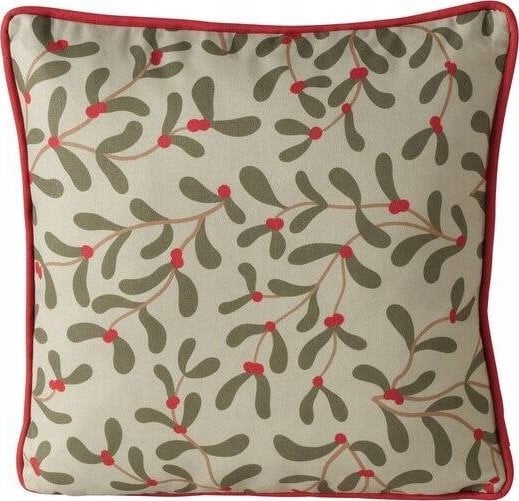 Boltze Ozdobna poduszka z lamówką i wzorem jemioła MISTLETOE, 45 x 45 cm