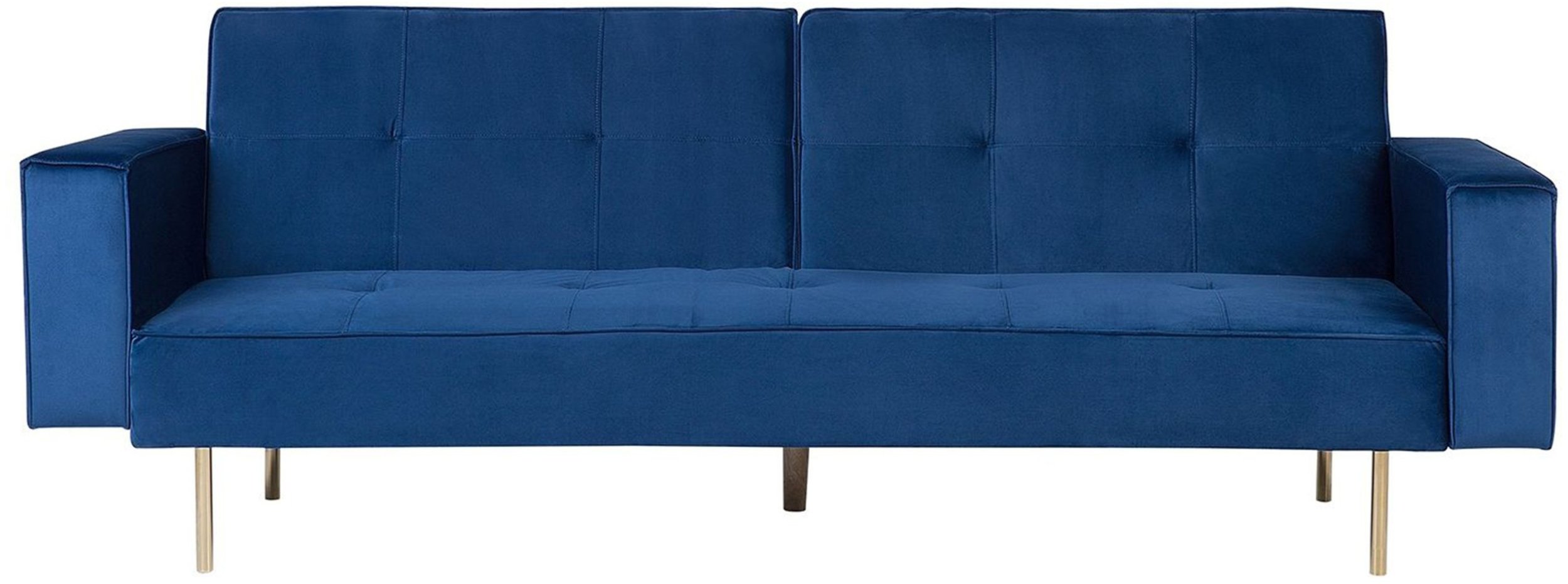 Sofa rozkładana welurowa niebieska VISNES