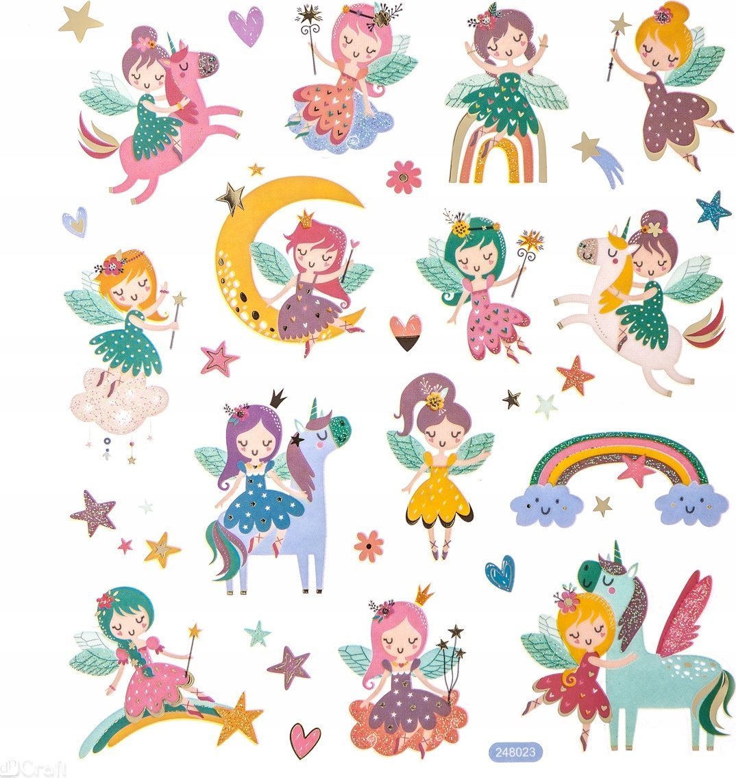 Teka Naklejki brokatowe wróżki 28szt