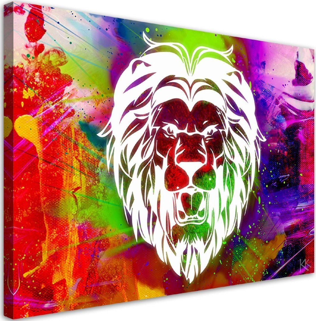Feeby Obraz na płótnie, Kolorowy lew abstrakcja - 120x80